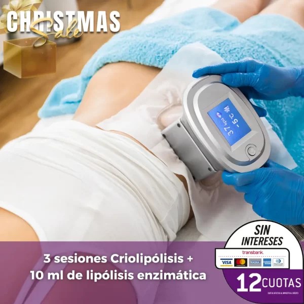 3 sesiones de criolipolisis + 10ml de lipólisis enzimática